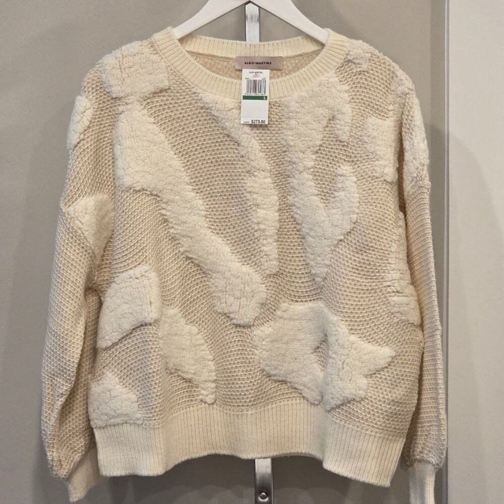 Alpaca-Textured Cream Sweater - Women's Knit Pullover